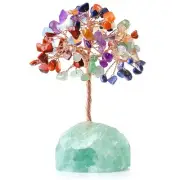 7 Chakra Healing Crystal Tree Natural Gemstone Crystals Stone Base Copper Wir...