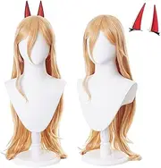 wxypreey Power Cosplay Wig Long Orange Wig Halloween Cosplay Wig + Wig Cap