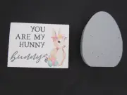 You are my Hunny Bunny ~ Grey Egg ~ sign 2pc NEW Collins Easter Spring