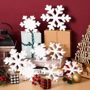 8 Pcs Winter Wooden Snowflakes Decor Christmas Snowflake Table Signs White Sn...