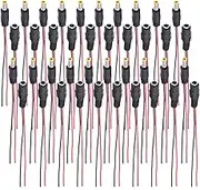 tunghey 40Pack 18AWG 12V 5A DC Power Pigtail Barrel Plug Connector Cable, 2.1mm x 5.5mm Male Female DC Pigtail Connectors for CCTV Security Camera and 12V Power Supply Adapter 25CM