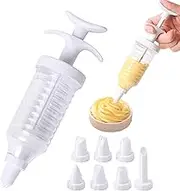 Cake Decorating Gun, Cupcake Icing Piping Kit, Cake Decorating Kit with 8 Piping Tips, Cupcake Injector/Decorating Icing Set, White