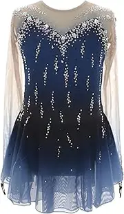 [Zagitova] Ice Figure Skating Dress for Girls Gradient Women Zipper Competition Dance Outfits with Rhinestone