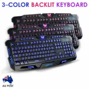 Switchable LED Backlit 3 Colors Backlight Illuminated USB Wired Gaming Keyboard