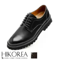 在飛比找momo購物網優惠-【HIKOREA】正韓製。韓系立體線條厚底粗跟男鞋正裝 厚底