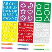 12 Pieces Preschool Letter Stencils Alphabet Tracing Drawing Colorful PET