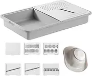 Cheese Grater | Vegetable Slicer - Multifunctional Cutter with Tray, Peeler Tool for Meal Prep Potato Salad Carrot Home Kitchen Outdoor Camping