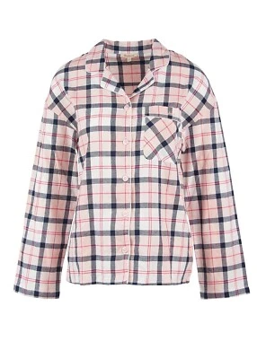 Barbour Ellery Pajama Top Women's M Pink/Navy Tartan Collared Button Closure~
