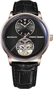 [BETTIMER] Pagani Design Men's Watches Automatic Waterproof Analogue Men's Watch Individual Design Skeleton Small Bezel with PU Leather Strap Elegant Gifts for Men