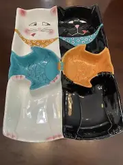 Cat Platter Clay Art South San Francisco “Catfish” Chip & Dip 1999 Hand Painted