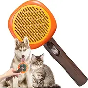 Cat Grooming Brush,Cat Brushes for Indoor Cats | Ergonomic Handle Click Cleaning Slicker Rake for Deshedding Control Dematting Undercoat Coat Care Massage Bath Indoor Outdoor