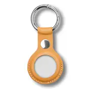 MEZON Yellow PU Leather Protective Case Holder for Apple AirTag Tracker with Keychain Ring (Leather, Yellow)
