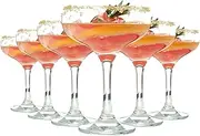 Set of 6 Champagne Bowls, 235 ml, Martini Cocktail Glasses in Vintage Art Deco Design of The 1920s, Ideal for Parties (Margarita, Whisky, Gin, Tequila), BPA-Free and Dishwasher Safe, Crystal Clear
