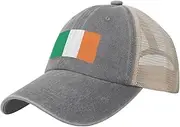 [Generic] Flag of Ireland Cowboy Mesh Baseball Cap for Irish Man Woman Outdoor Adjustable Denim Hat