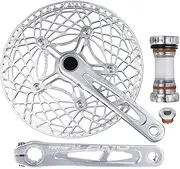 Bike Crankset, Folding Bike Crankset 130BCD 170mm Hollow Integrated Crank Arm Set 53/56T Single Chainring Fit for 8/9/10/11 Speed with Ceramic Bottom Bracket