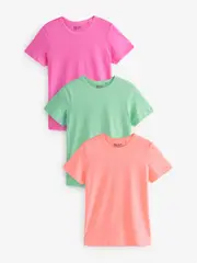 Green/Orange/Pink Essential Short Sleeve T-Shirts 3 Pack (AC8842) | $31