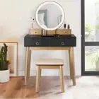 Makeup Table Set LED Lighted Mirror Makeup Dressing Table 3 Color light