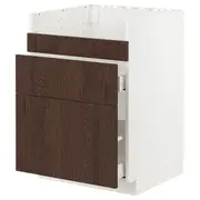 METOD / MAXIMERA base cb f HAVSEN snk/3 frnts/2 drws, white/Sinarp brown, 60x60x80 cm