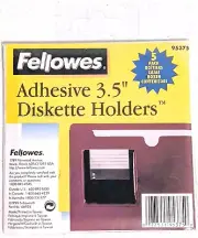 Fellowes #95375 Adhesive 3.5" Diskette Holders - 5 Pack, Clear Sleeves, SEALED!