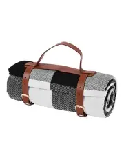 [Sherwood Home] Faux Linen Picnic Plaid Rug 200x150cm in Black and White