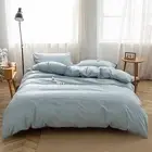 FACE TWO Bedding Duvet Cover Set 3 Pieces 100% Washed Queen, Light Blue