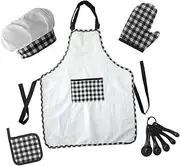 JUMPLAWN 1Set Cooking Kits Kitchen Apron Accessories Fun Role Play for Boys Easy to Clean Safe Cooking Supplies for Baking Painting Activities