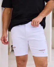 [Lucid] Lucid Men's Trapper Denim Walk Shorts in White Size 32 32 White
