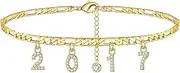[Tummy Tub] Bracelets,Bracelet Jewellery,Anklet String Charm,Ring 24 of Feet with Personalized Anklets Filled Jewelr Beach Birth Year Anklets Women's Anklet of The Rings Illustrated (Color : H)