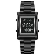 Multifunctional Digital Azan Prayer Watch with Qibla Direction - Stainless Steel