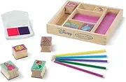Melissa & Doug Disney Princess Wooden Stamp Set: 9 Stamps, 5 Colored Pencils, and 2-Color Stamp Pad