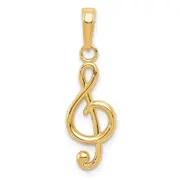 14K Yellow Gold Polished Open-Backed Treble Clef Pendant