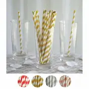 125 pcs 8" tall Decorative Striped Paper Straws Wedding Party Birthday Tableware
