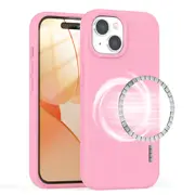ZUSLAB for Apple iPhone 15 Plus MagSafe Case Liquid Silicone Anti-Scratch Gel Rubber Shockproof Protective Magnetic Cover (2023) - Pink
