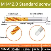 1PCS M14*2.0 Standard screw Titanium plated tap stainless steelwit hcobalt helix