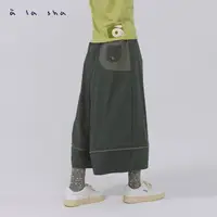 在飛比找momo購物網優惠-【a la sha】創意拼接裙褲