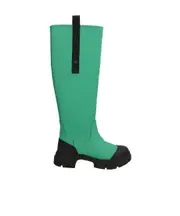contrast-trim knee-high boots 35 green