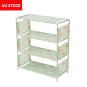 4-Tier Stackable Shoe Rack, Expandable & Adjustable Shoe Shelf Storage Organizer