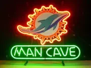 Man Cave Miami Dolphins Logo Neon Sign 14"x10" Bar Lamp Light Club Beer Decor EY