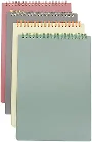 Yansanido Top Bound Spiral Notebook, 4 Pcs 4 Color 9.8 Inch x 6.9 Inch B5 Size Thick Plastic Hardcover 7mm College Ruled Paper 80 Sheets (160 Pages) Journal for School and Office Supplies (4 Pcs B5)
