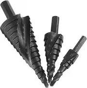 KLKVTGWGZK 3Pcs 4-32MM Cobalt Step Drill Bit Set High Speed Steel Spiral for Metal Cone Triangle Shank Hole Bit Hole Opener Tool Parts(3pcs)