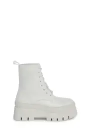 Back N’ Forth Combat Boots- White