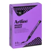 12 x Artline Builders Marker UV-Resistant Xylene-Free 2.3mm Tip Black White
