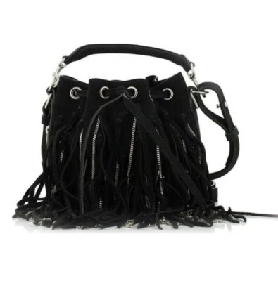 yves saint laurent Emmanuele Chain Suede Bucket Bag