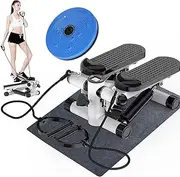 Mini Stepper Exercise Machine, Steppers with Resistance Bands, LCD Monitor,Twist，Up-Down Stepper Space Saving, 330LB Weight Capacity,Non-Slip Pedal, Step Machine Climber, for Home Full Body Training