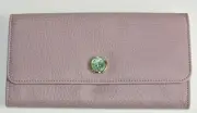 $690 NEW Box BVLGARI Large Long Wallet Calf Caviar Leather Boreal Pink Lilac