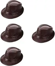 [SAFIGLE] Jazz Top Hat Funny Baseball Hats Cool Baseball Hats Men Dress Hats Old Man Hat Red Fedora Hats for Men Dad Hat Black Hat Western Hats for Women Artificial Leather Coffee
