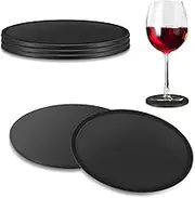 3 Pcs Silicone Coasters for Drinks, Black Round Mugs Coasters Pads Mats, Protect Furniture from Scratch & Water Marks, Non Slip, for Coffee Beer Glass Home Bar