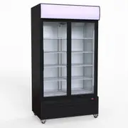 Thermaster 1000L Two Sliding Glass Door Colourbond Upright Drink Fridge Black - Commercial Drink Fridges (LG-1000SDBP) - LG-1000SDBP