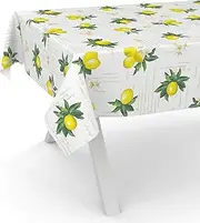 Oilcloth Tablecloth Washable Wax Tablecloth Garden Tablecloth Round Oval Square 180 x 140 cm Cut Edge Lemon