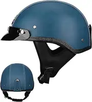 German Style Leather Vintage Open Face Retro Half Helmet ECE Approved Retro Street Motorcycle Helmet Chopper Pilot Moped Scooter Helmet for Men Women G,L=58-59CM